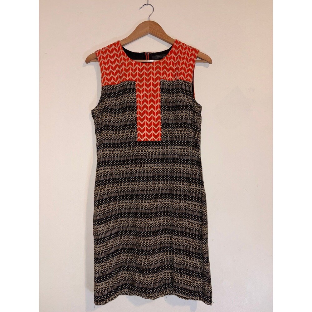Anthropologie THML Orange, Navy, and Tan Dress - Size Small